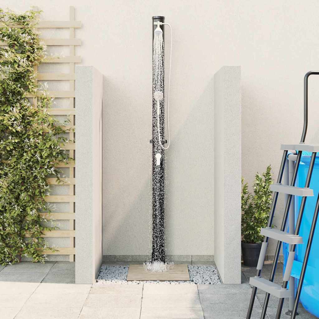 Vanjski solarni tuš Crna 217 cm PVC i aluminij