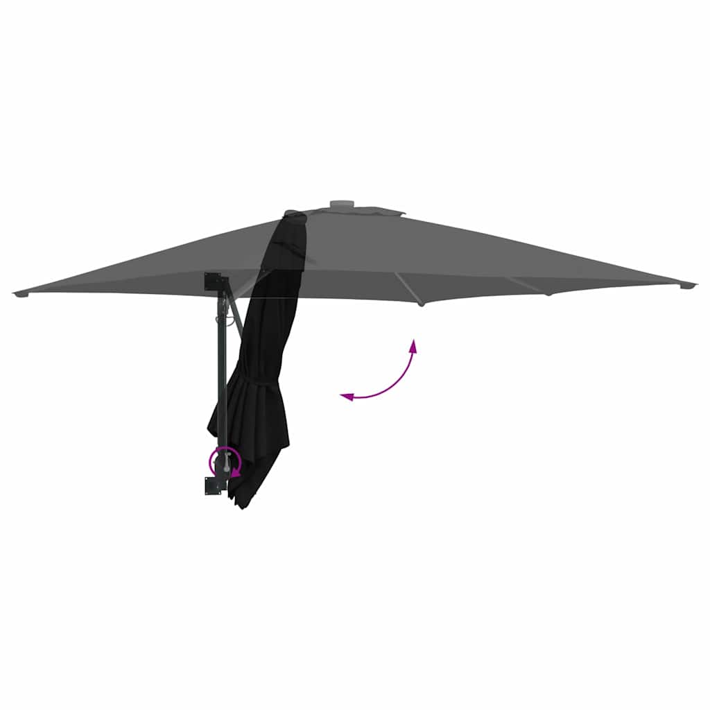 Vrtni suncobran Crna 248,5 x 247,5 x 160 cm Poliester i čelik