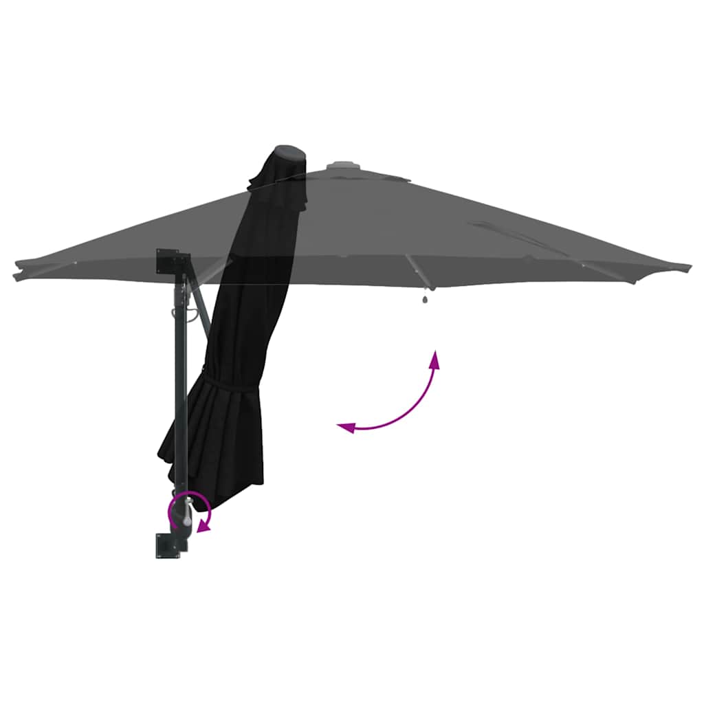 Vrtni suncobran Crna 248 x 248 x 148 cm Poliester i čelik