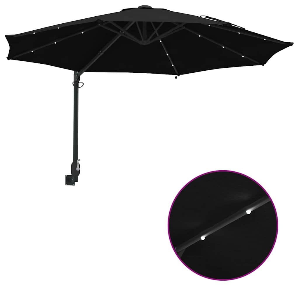 Vrtni suncobran Crna 248 x 248 x 148 cm Poliester i čelik