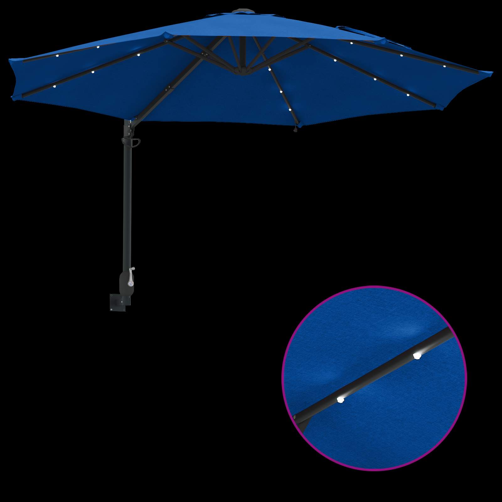 Vrtni suncobran S LED lampica Azurnoplava 248 x 248 x 148 cm