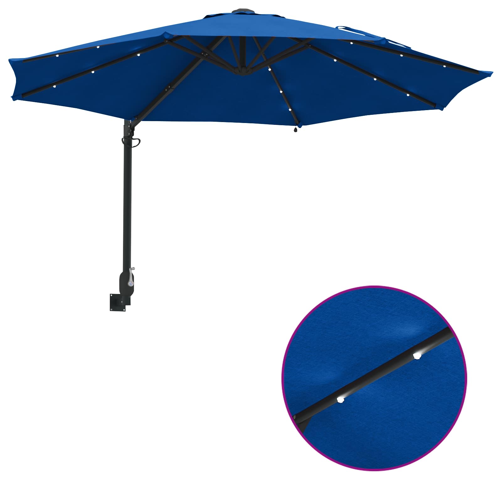 Vrtni suncobran S LED lampica Azurnoplava 248 x 248 x 148 cm