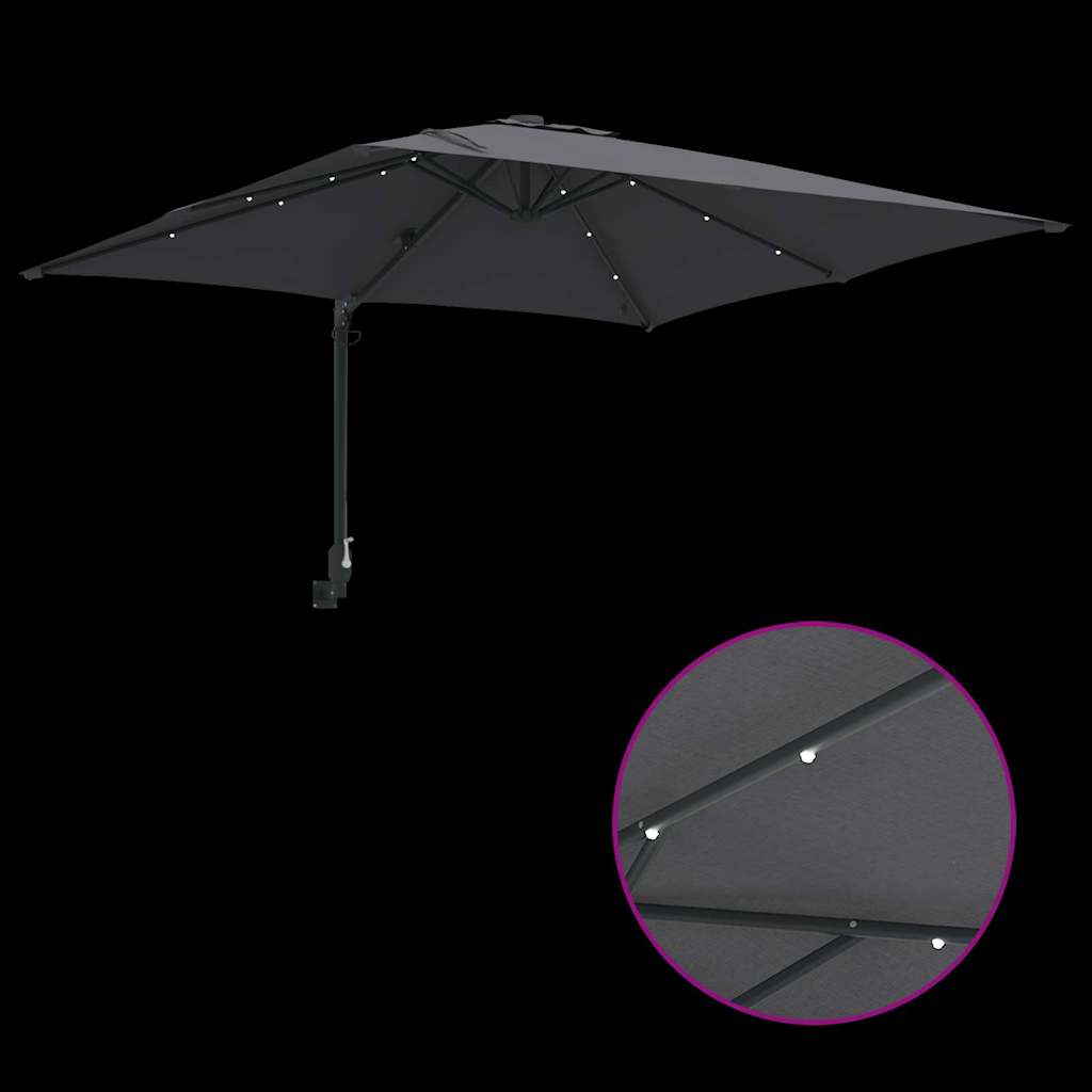 Vrtni suncobran S LED lampica Antracit 248,5 x 247,5 x 160 cm