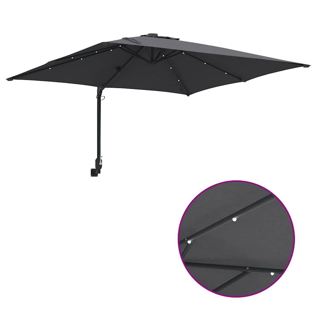 Vrtni suncobran S LED lampica Antracit 248,5 x 247,5 x 160 cm