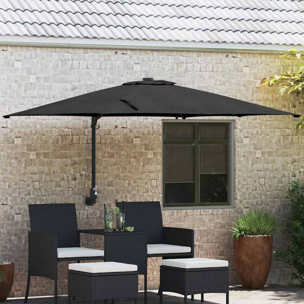Vrtni suncobran Crna 248,5 x 247,5 x 160 cm Poliester i čelik