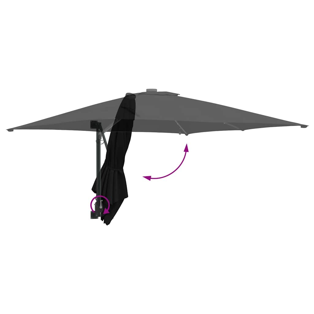 Vrtni suncobran Crna 248,5 x 247,5 x 160 cm Poliester i čelik