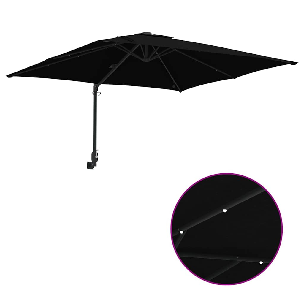 Vrtni suncobran Crna 248,5 x 247,5 x 160 cm Poliester i čelik