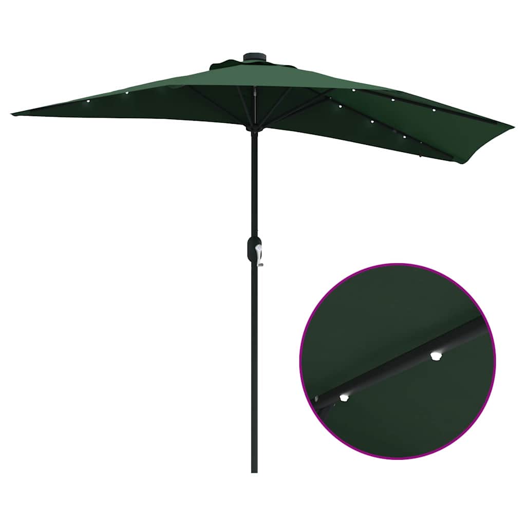 Vrtni suncobran Zelena 294 x 150 x 223 cm Poliester i čelik