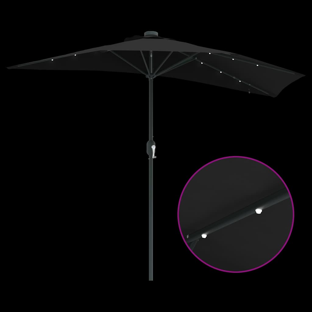Vrtni suncobran Crna 294 x 150 x 223 cm Poliester i čelik