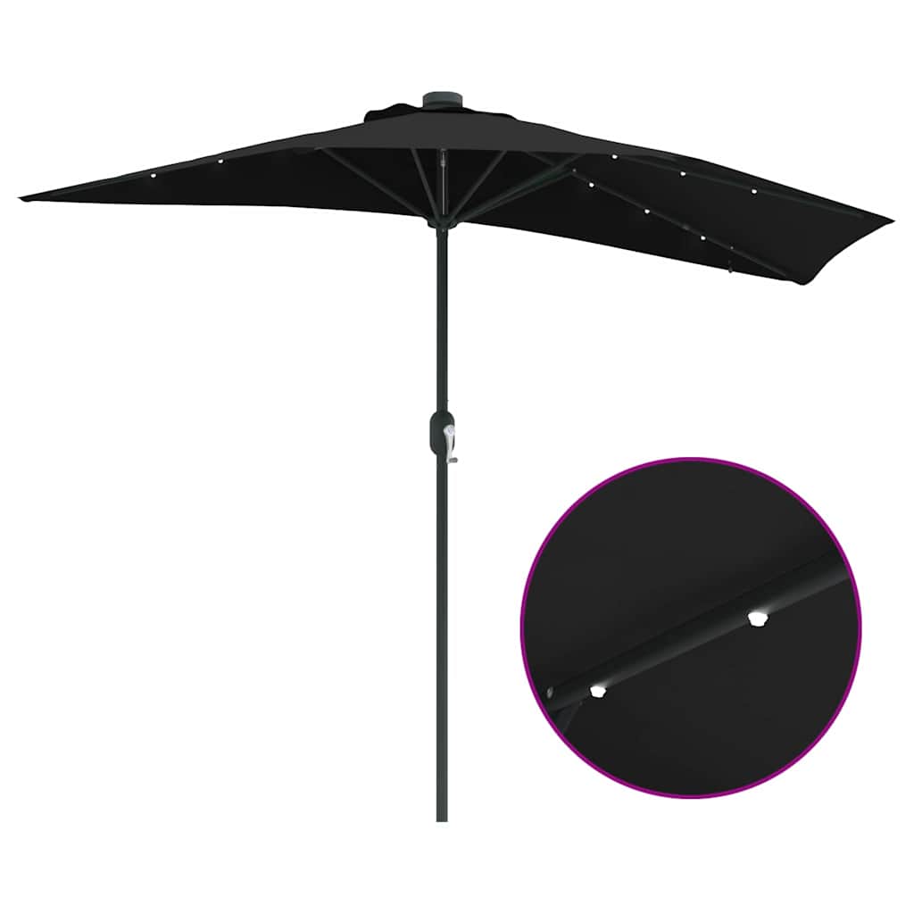 Vrtni suncobran Crna 294 x 150 x 223 cm Poliester i čelik