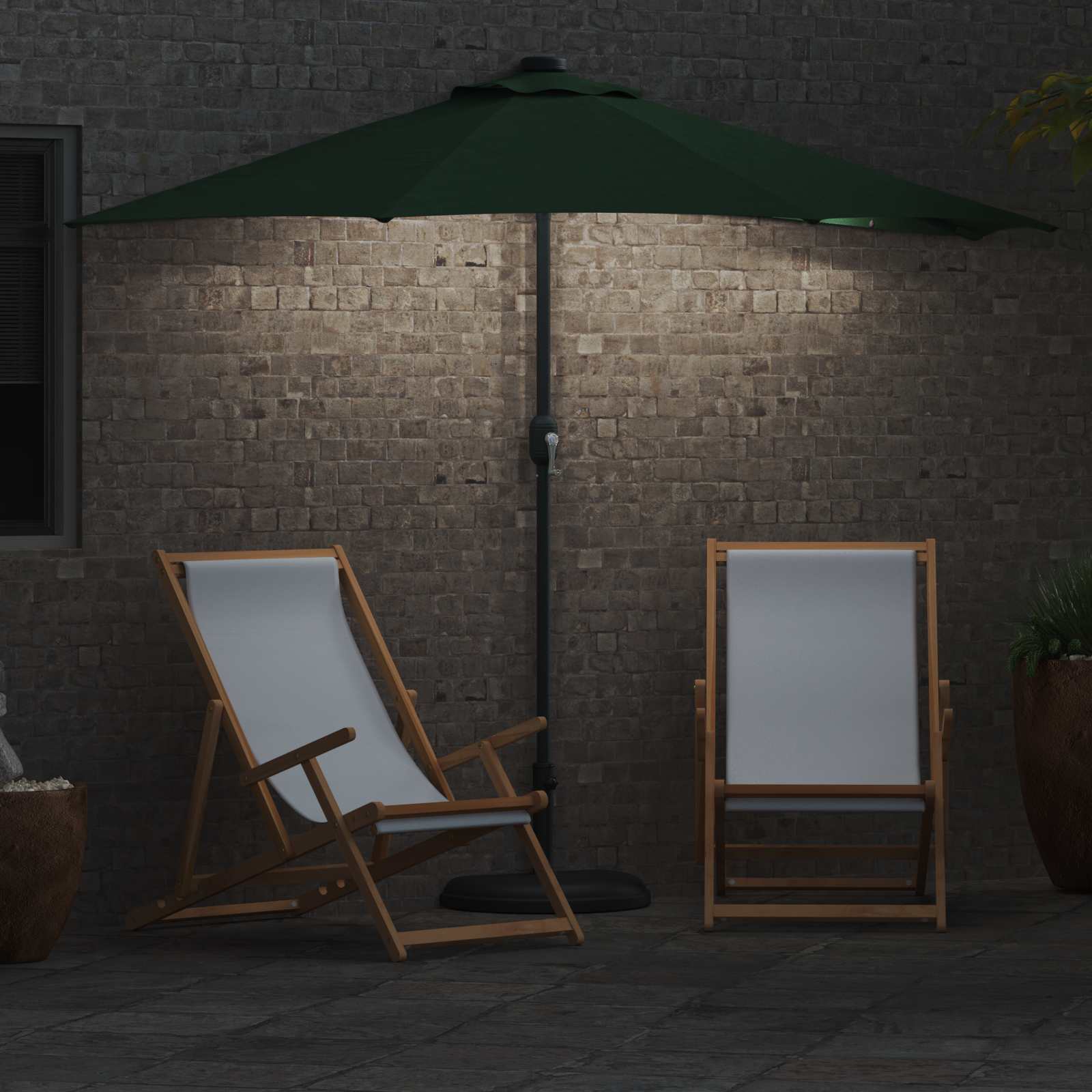 Vrtni suncobran Zelena 294 x 150 x 224 cm Poliester i čelik