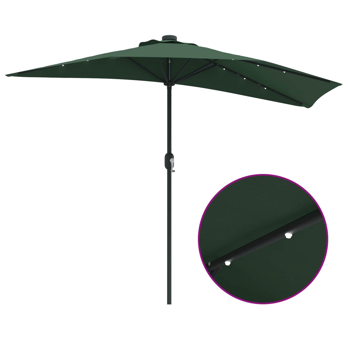 Vrtni suncobran Zelena 294 x 150 x 224 cm Poliester i čelik