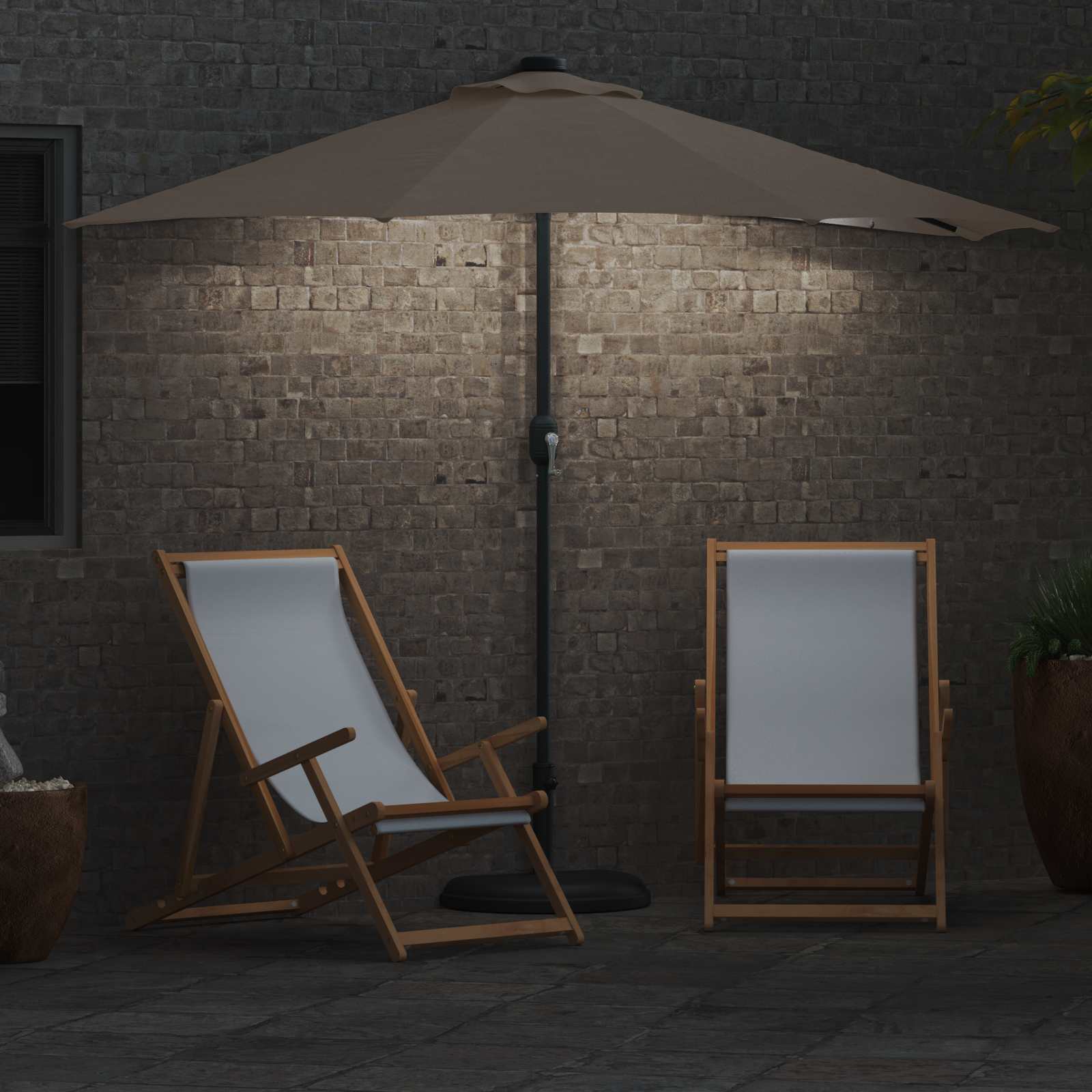 Vrtni suncobran Sivo-smeđa 294 x 150 x 224 cm Poliester i čelik