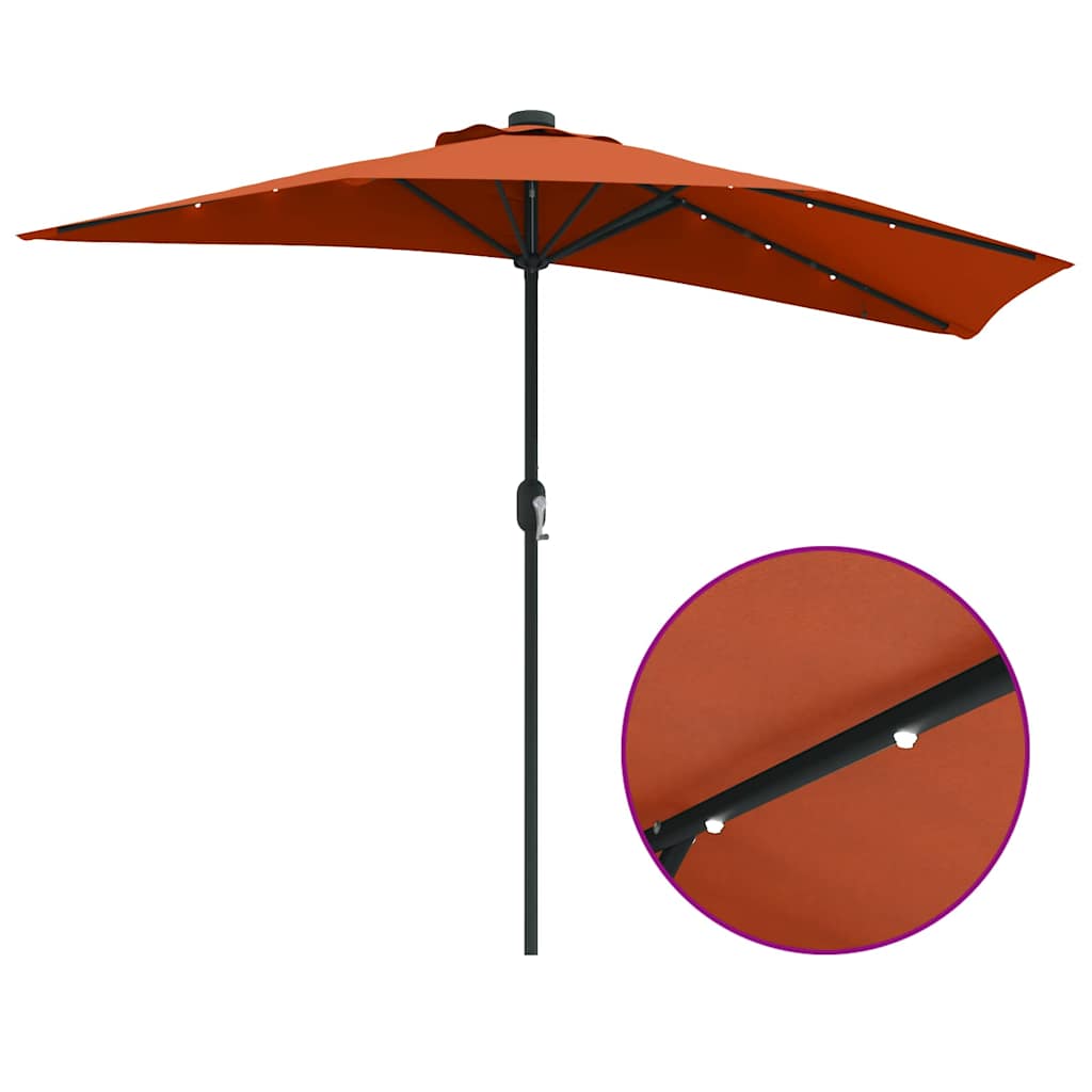 Vrtni suncobran Terakota 294 x 150 x 224 cm Poliester i čelik