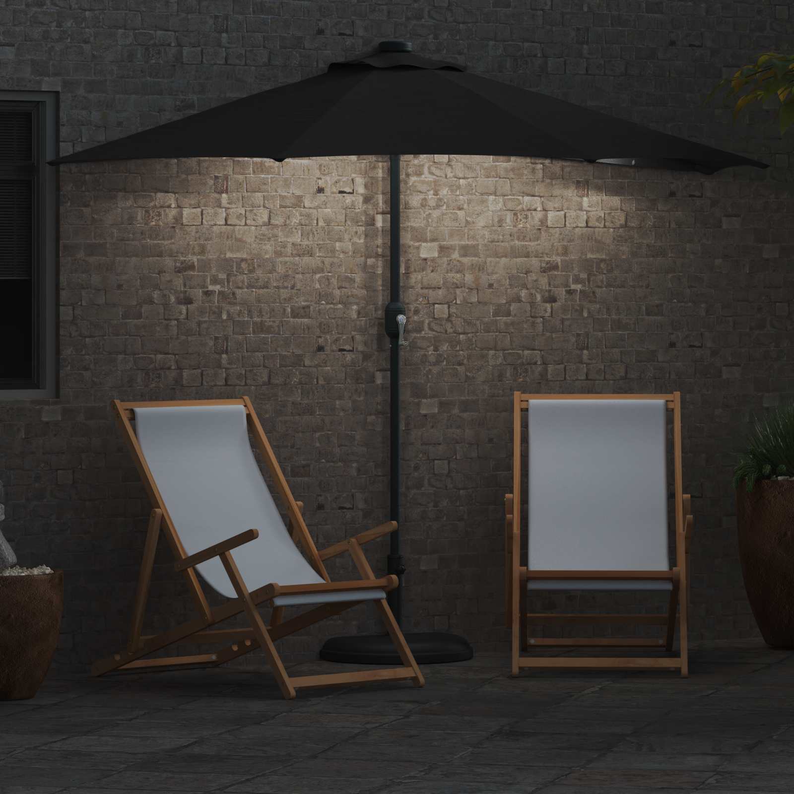 Vrtni suncobran Crna 294 x 150 x 224 cm Poliester i čelik