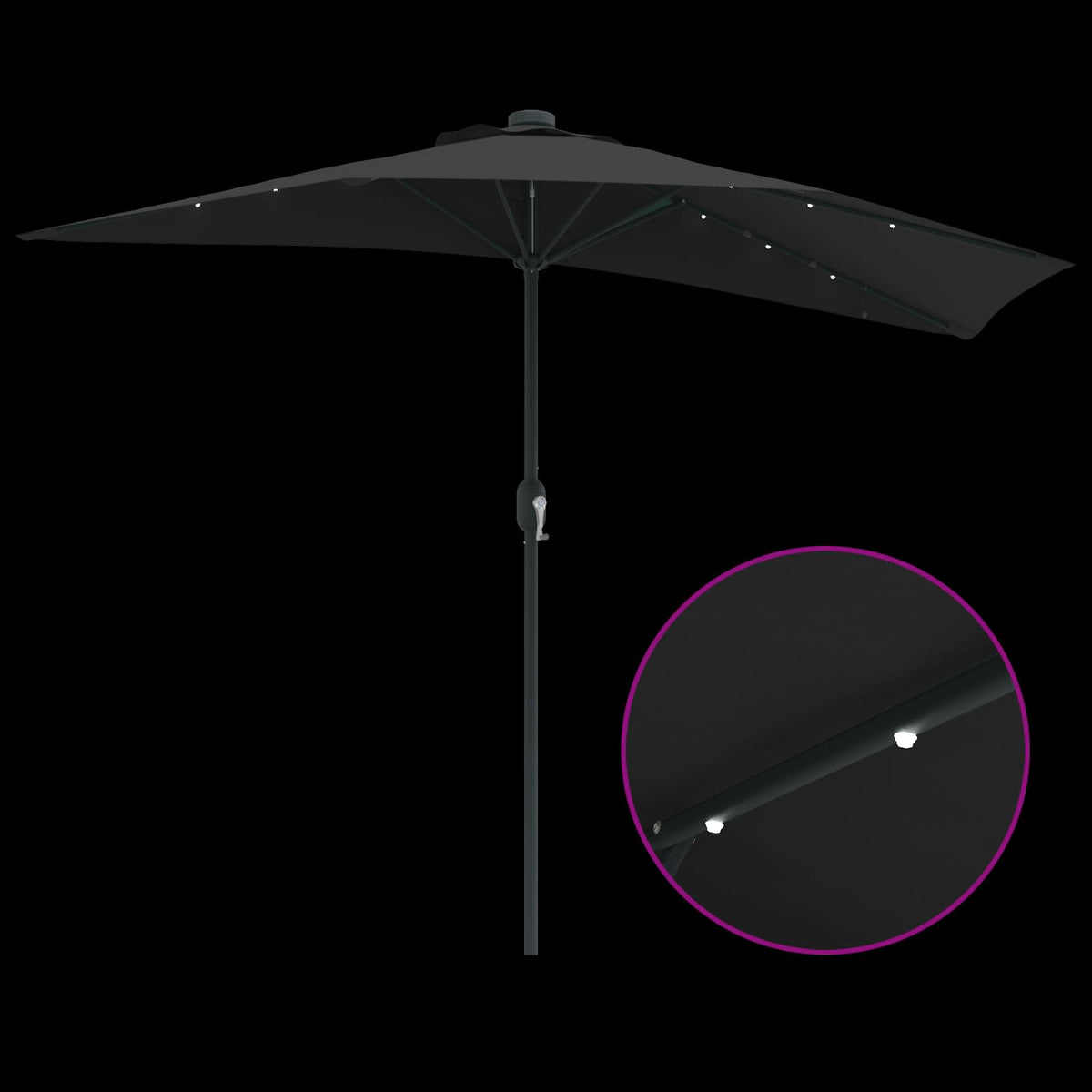 Vrtni suncobran Crna 294 x 150 x 224 cm Poliester i čelik