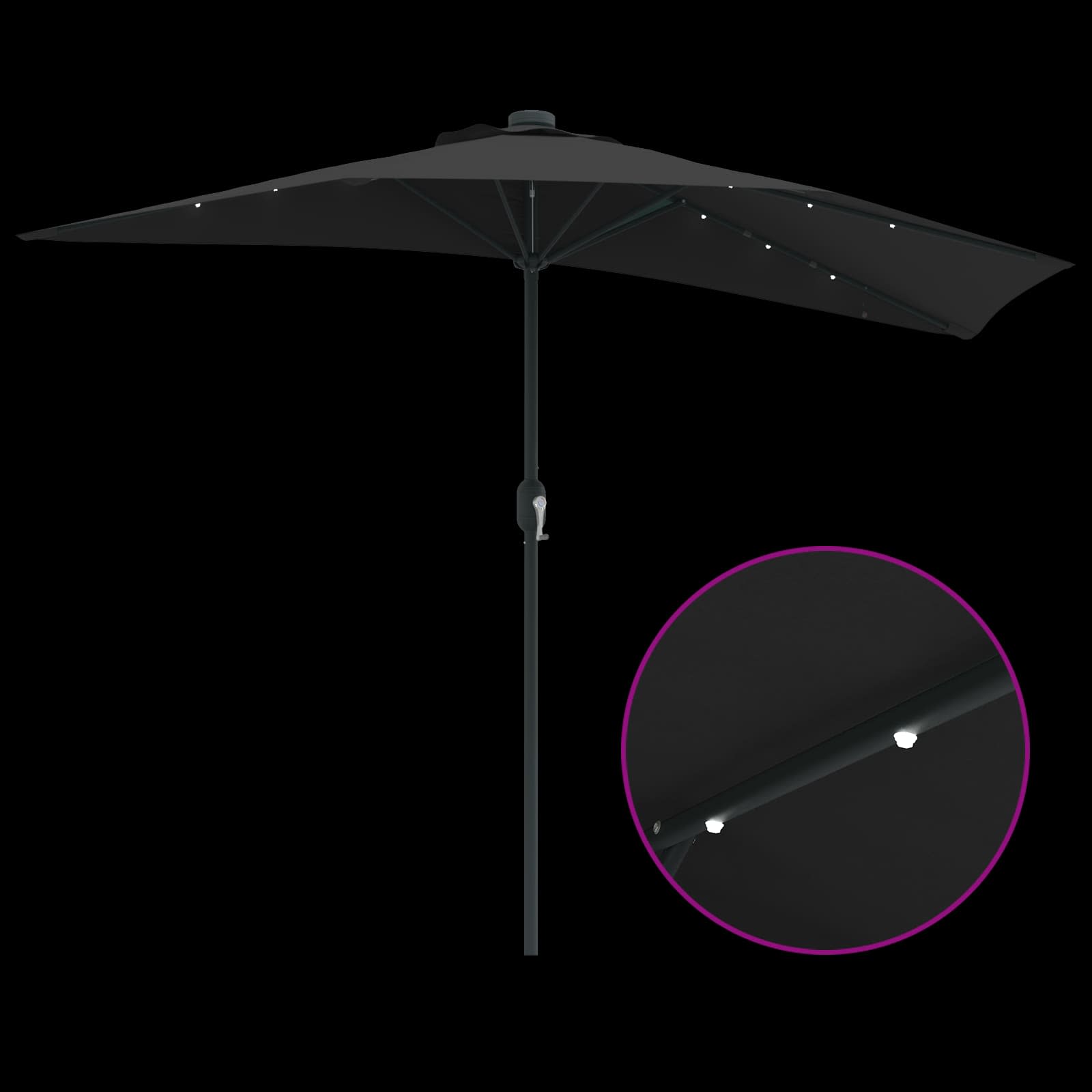 Vrtni suncobran Crna 294 x 150 x 224 cm Poliester i čelik