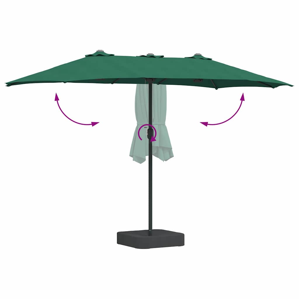Vrtni suncobran Zelena 385 x 209 x 244 cm Poliester i čelik