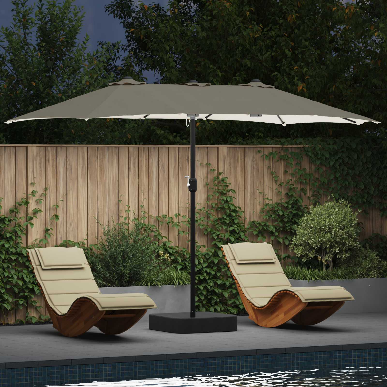 Vrtni suncobran Pijesak i antracit 385 x 209 x 244 cm Poliester