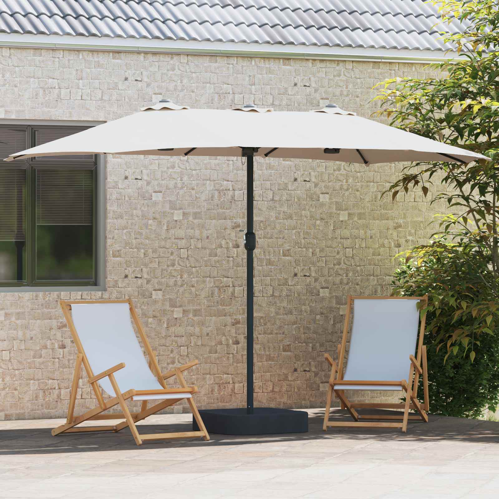 Vrtni suncobran Pijesak i antracit 385 x 209 x 244 cm Poliester