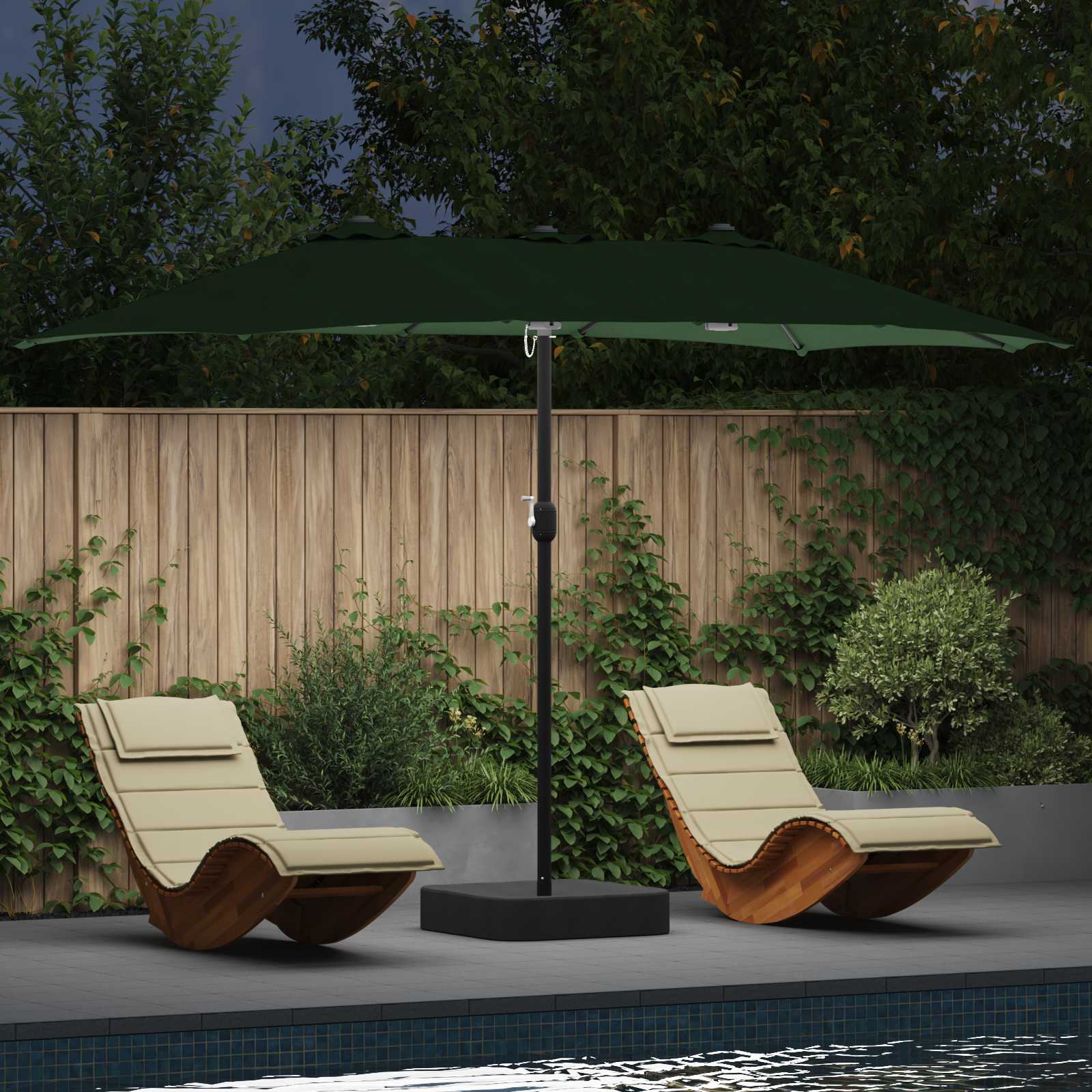 Vrtni suncobran Zelena 385 x 209 x 244 cm Poliester
