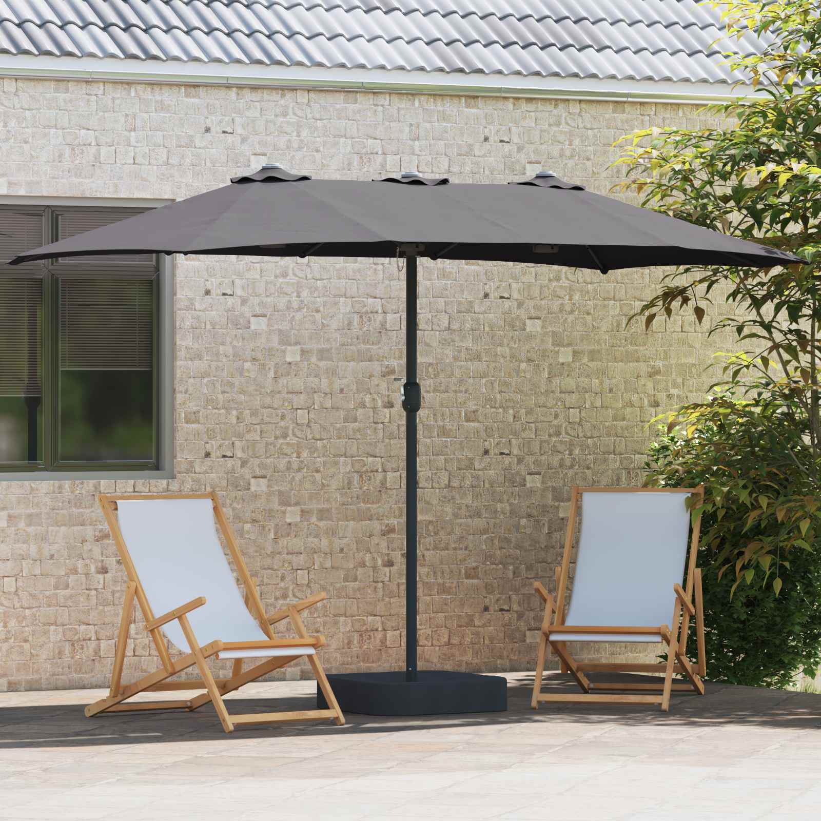 Vrtni suncobran Antracit 385 x 209 x 244 cm Poliester