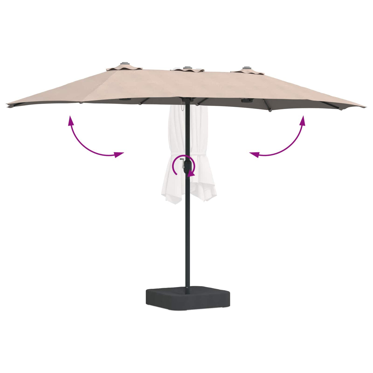 Vrtni suncobran Sivo-smeđa 385 x 209 x 244 cm Poliester