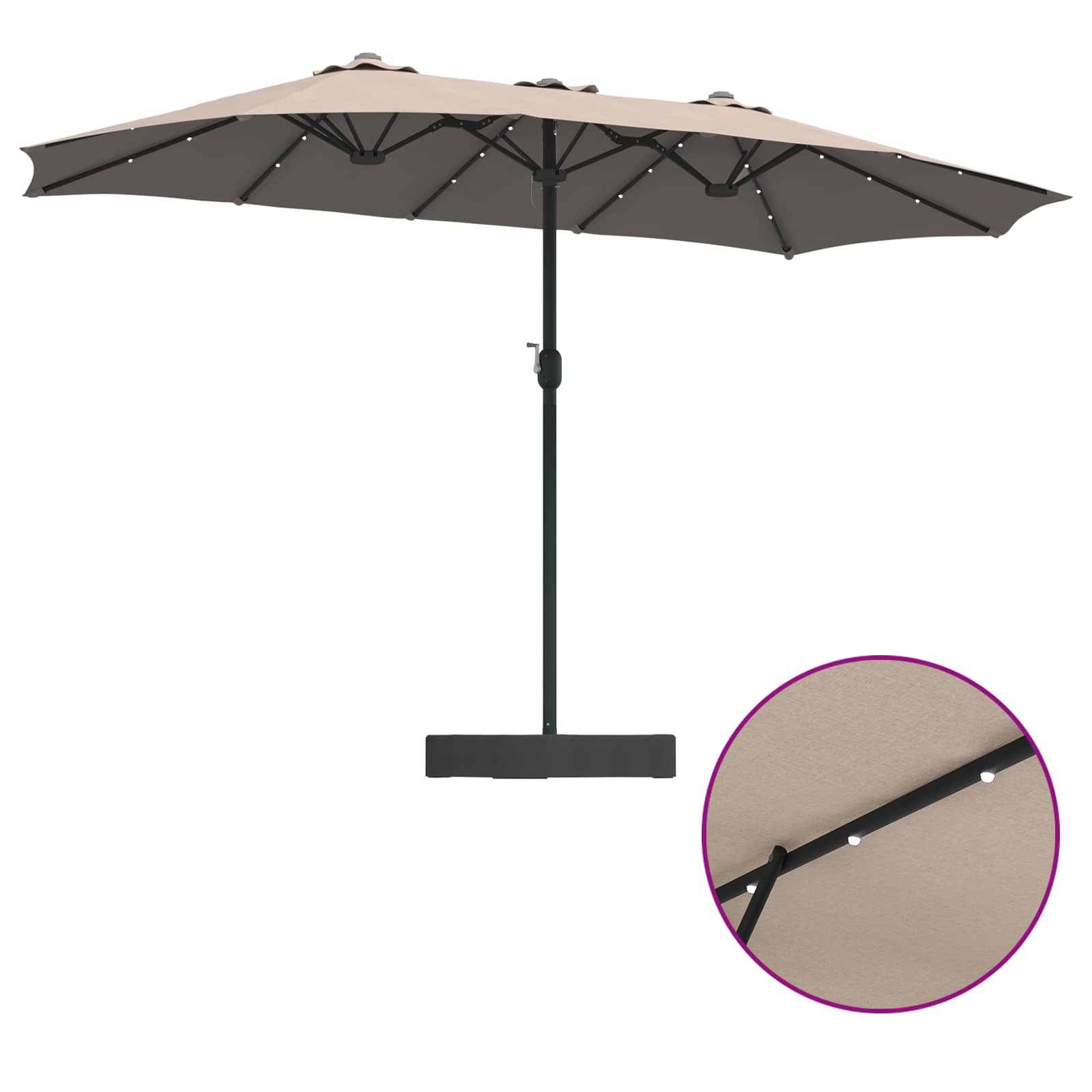 Vrtni suncobran Sivo-smeđa 385 x 209 x 244 cm Poliester