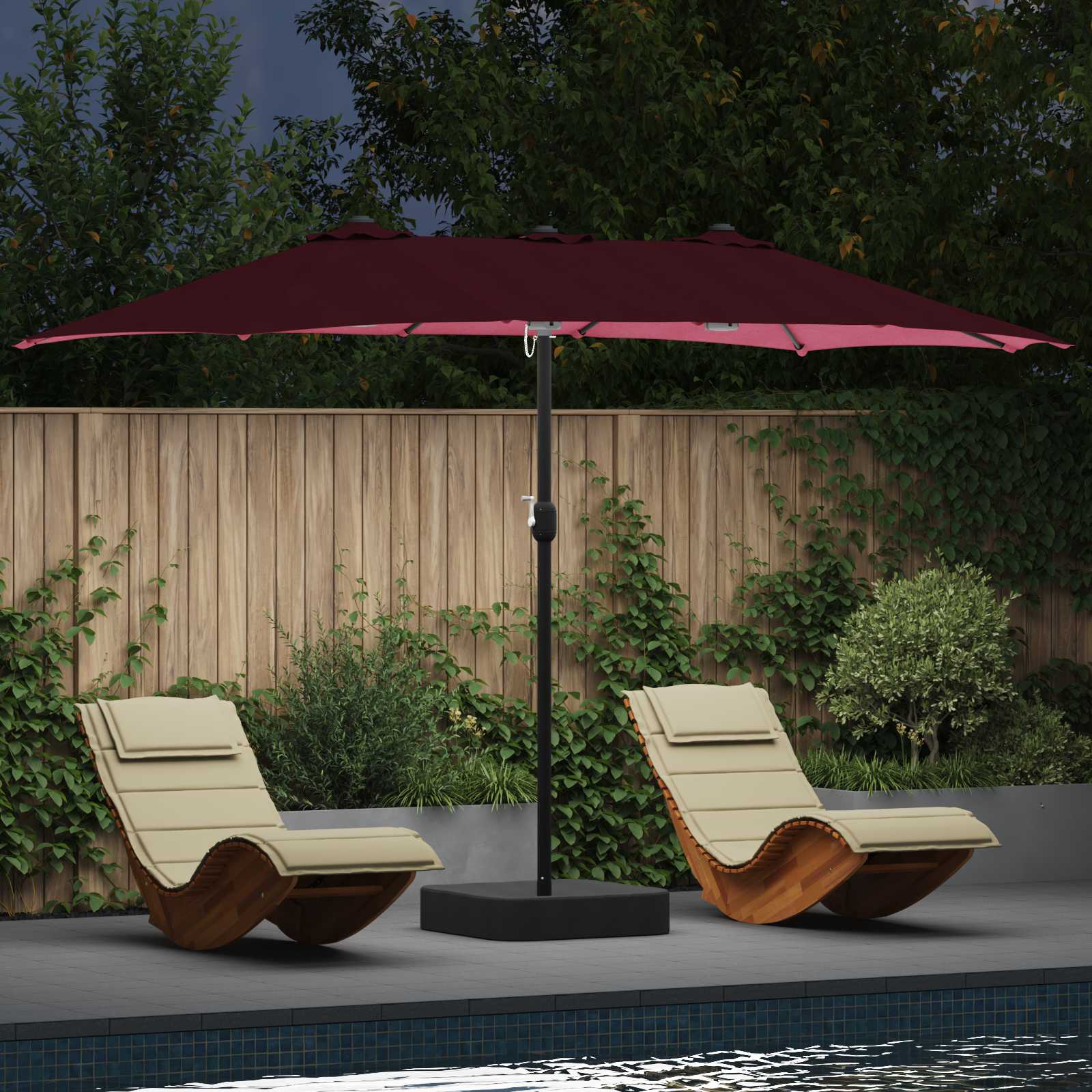 Vrtni suncobran Bordeaux Crvena 385 x 209 x 244 cm Poliester