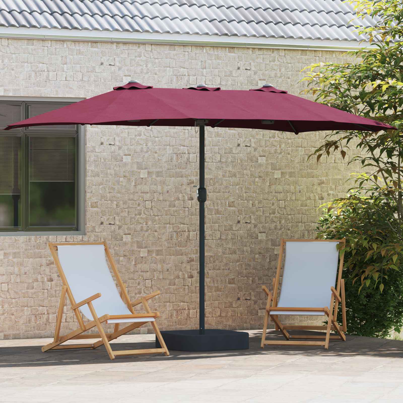 Vrtni suncobran Bordeaux Crvena 385 x 209 x 244 cm Poliester