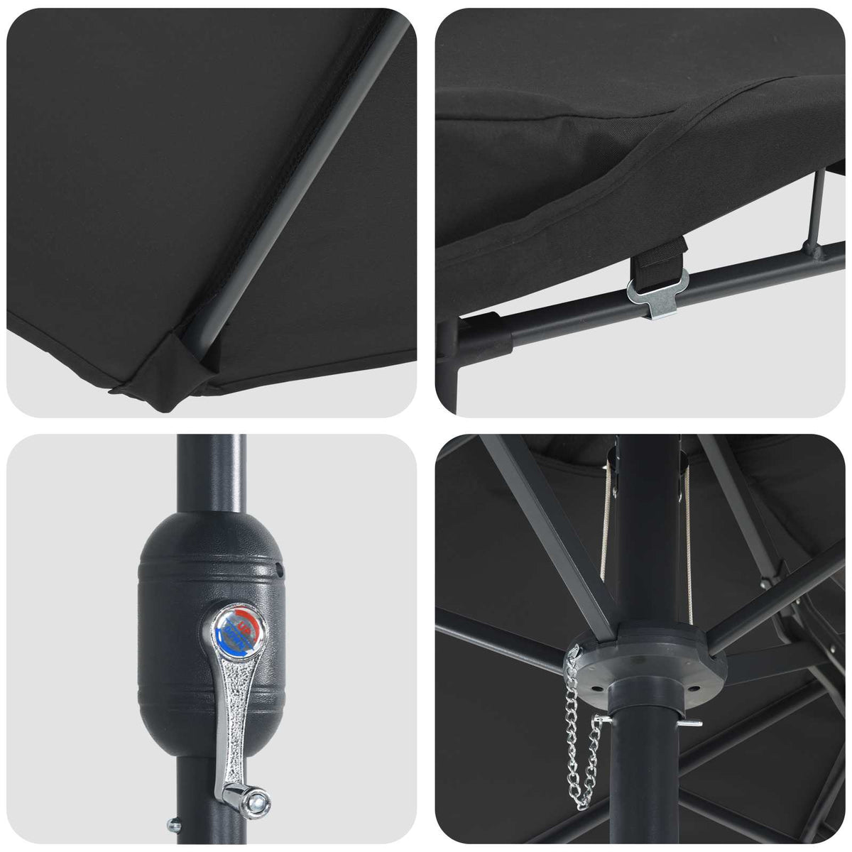Vrtni suncobran Crna 385 x 209 x 244 cm Poliester