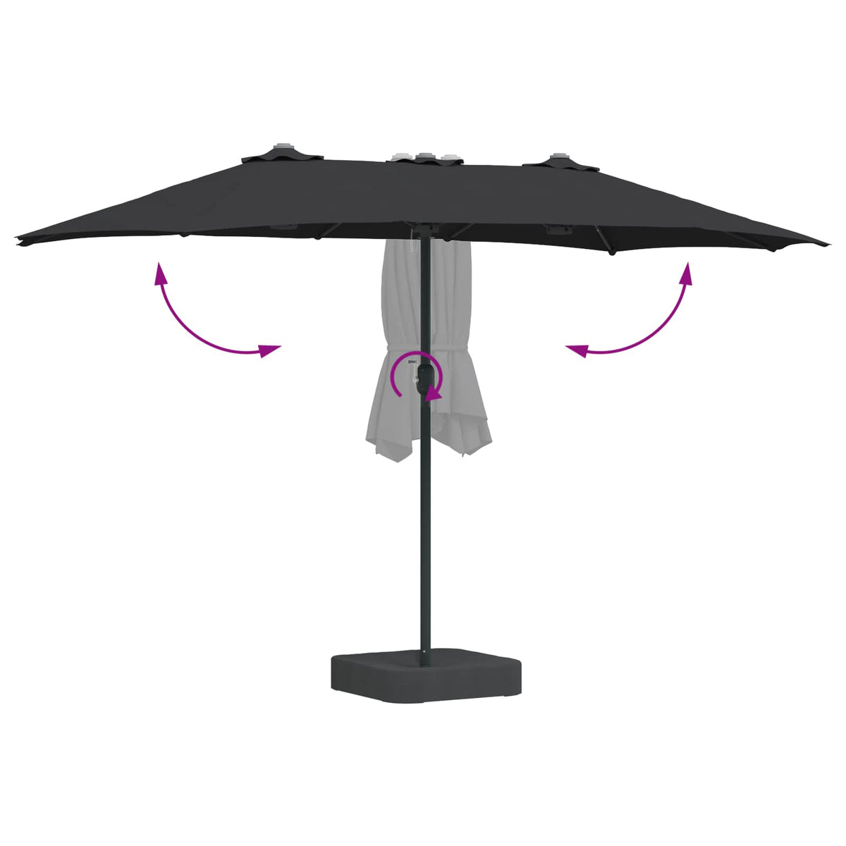 Vrtni suncobran Crna 385 x 209 x 244 cm Poliester