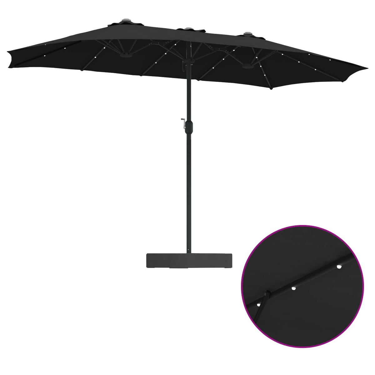 Vrtni suncobran Crna 385 x 209 x 244 cm Poliester