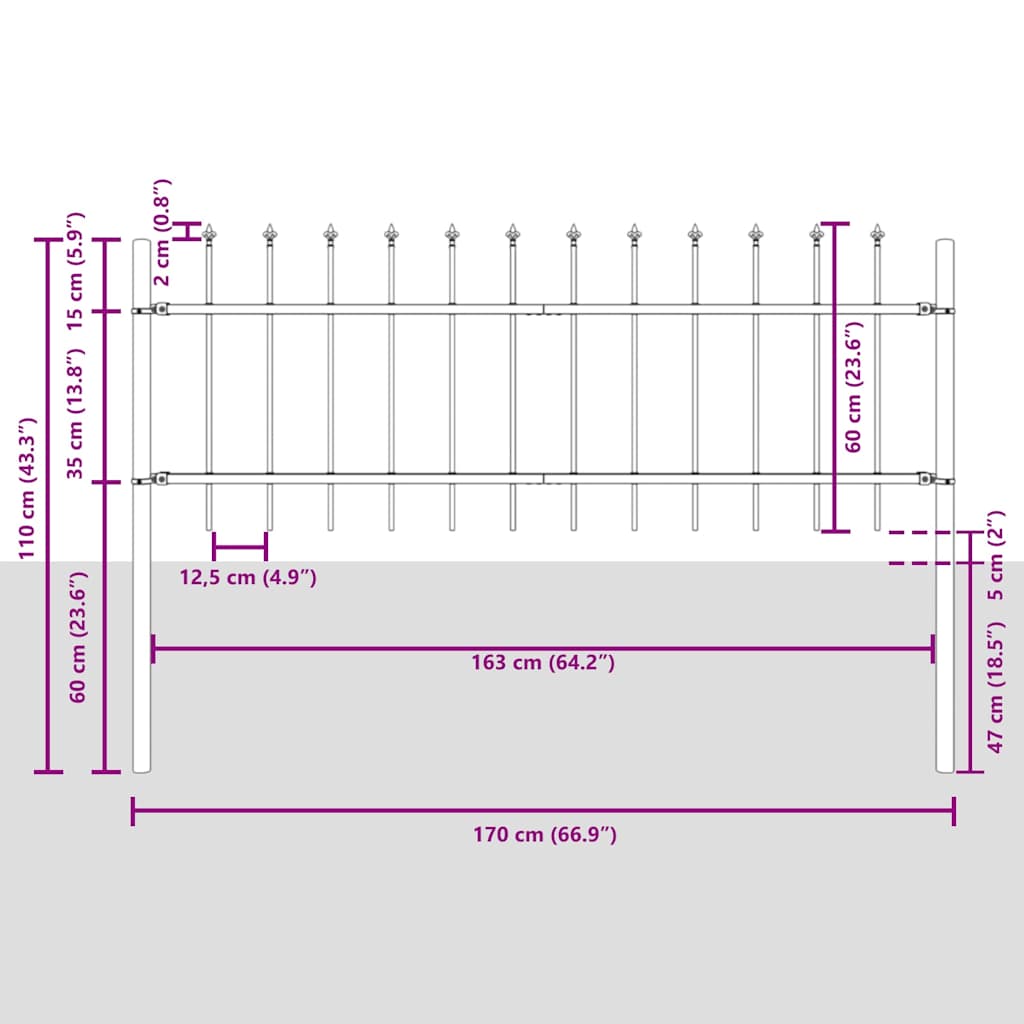 Vrtna Ograda 2 pcs Bijelo 3,4 x 0,6 m Čelik s prahom