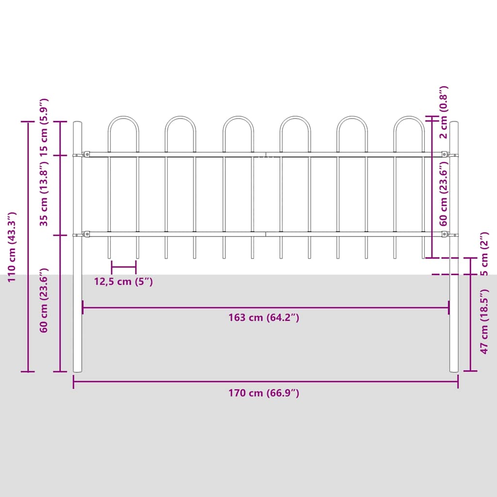 Vrtna Ograda 2 pcs Bijelo 3,4 x 0,6 m Čelik s prahom
