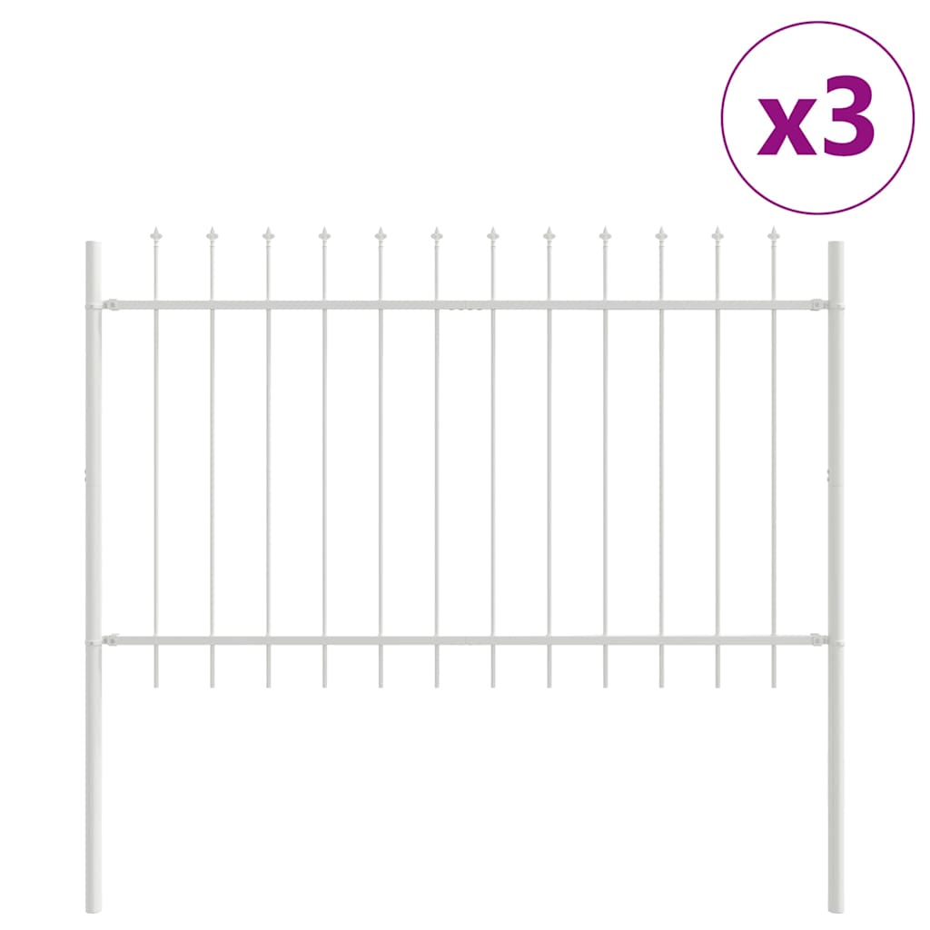 Vrtna Ograda 3 pcs Bijelo 5,1 x 1,2 m Čelik s prahom