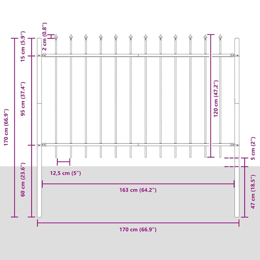 Vrtna Ograda 3 pcs Bijelo 5,1 x 1,2 m Čelik s prahom