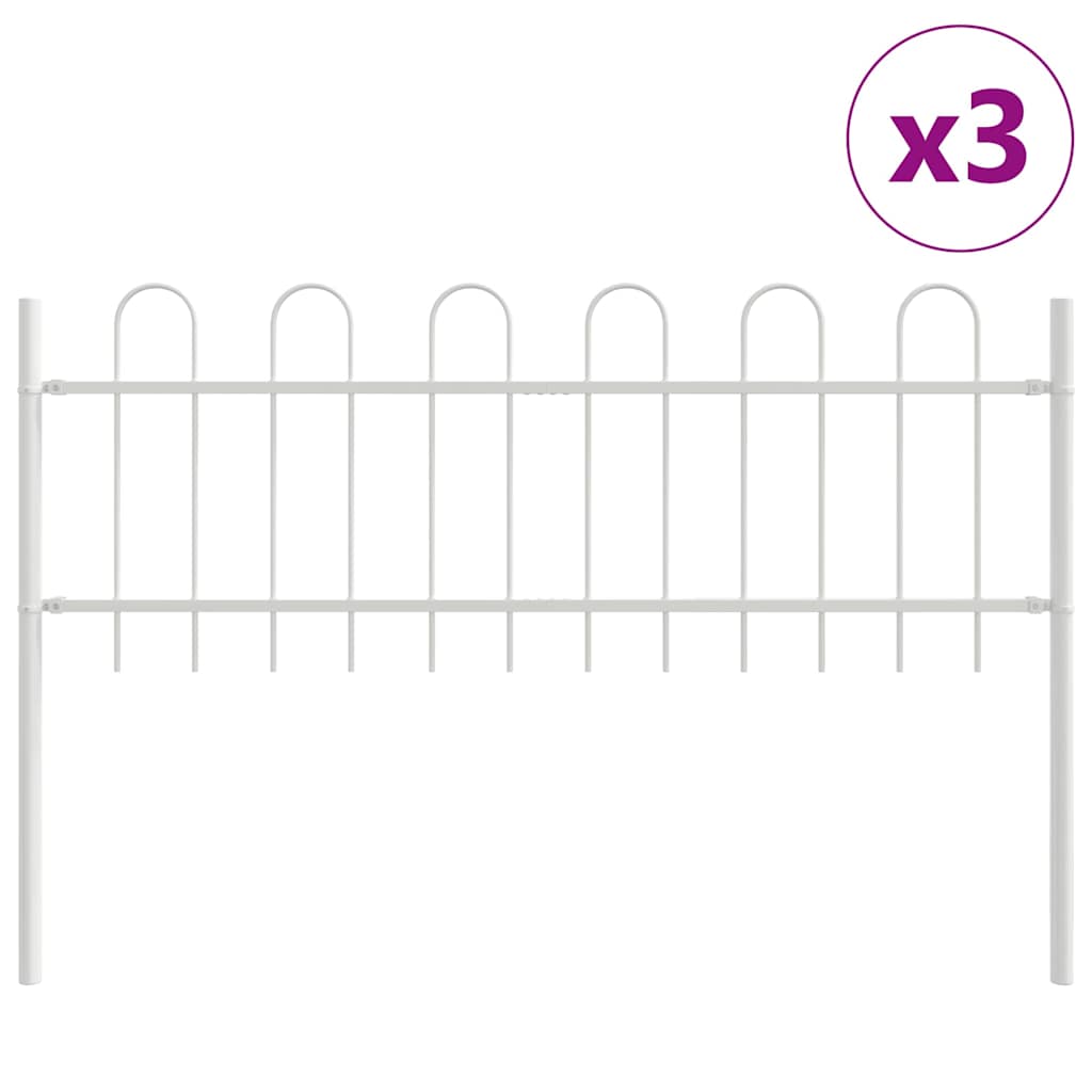 Vrtna Ograda 3 pcs Bijelo 5,1 x 0,6 m Čelik s prahom
