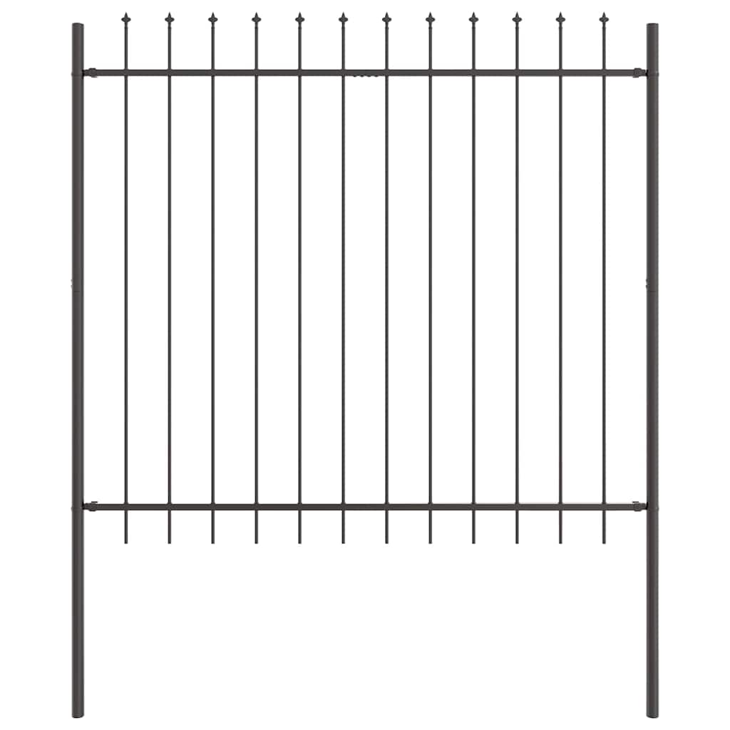 Vrtna Ograda 4 pcs Siva 6,8 x 1,5 m Čelik s prahom
