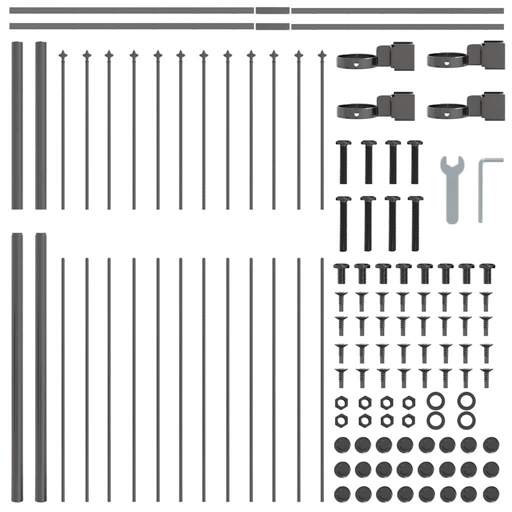 Vrtna Ograda 4 pcs Siva 6,8 x 1,5 m Čelik s prahom