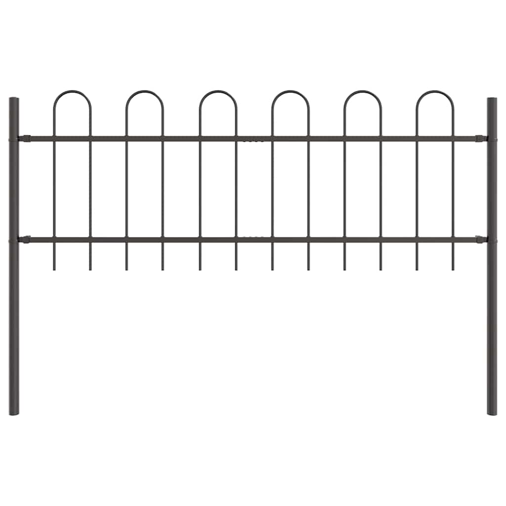 Vrtna Ograda 4 pcs Siva 6,8 x 0,6 m Čelik s prahom