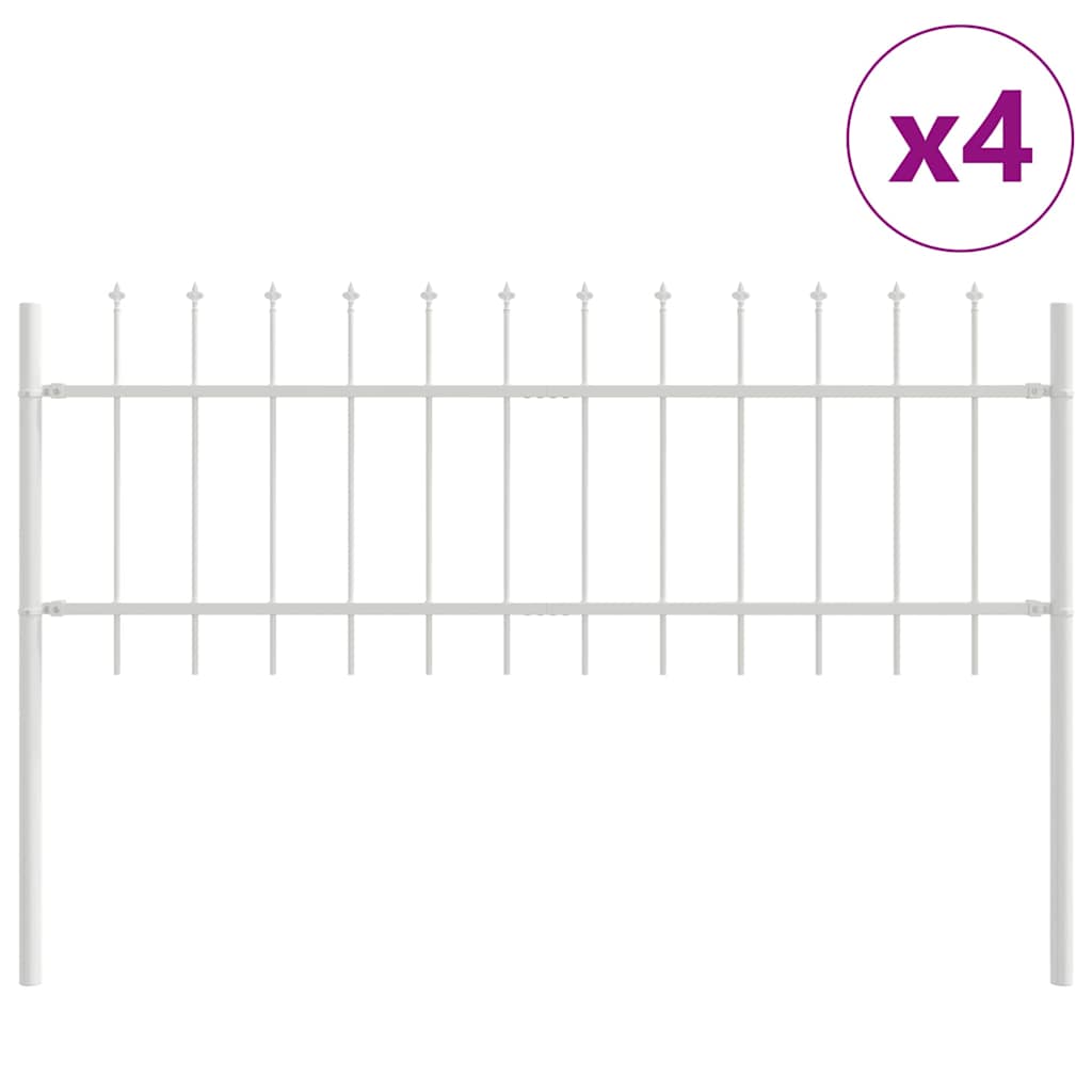 Vrtna Ograda 4 pcs Bijelo 6,8 x 0,6 m Čelik s prahom