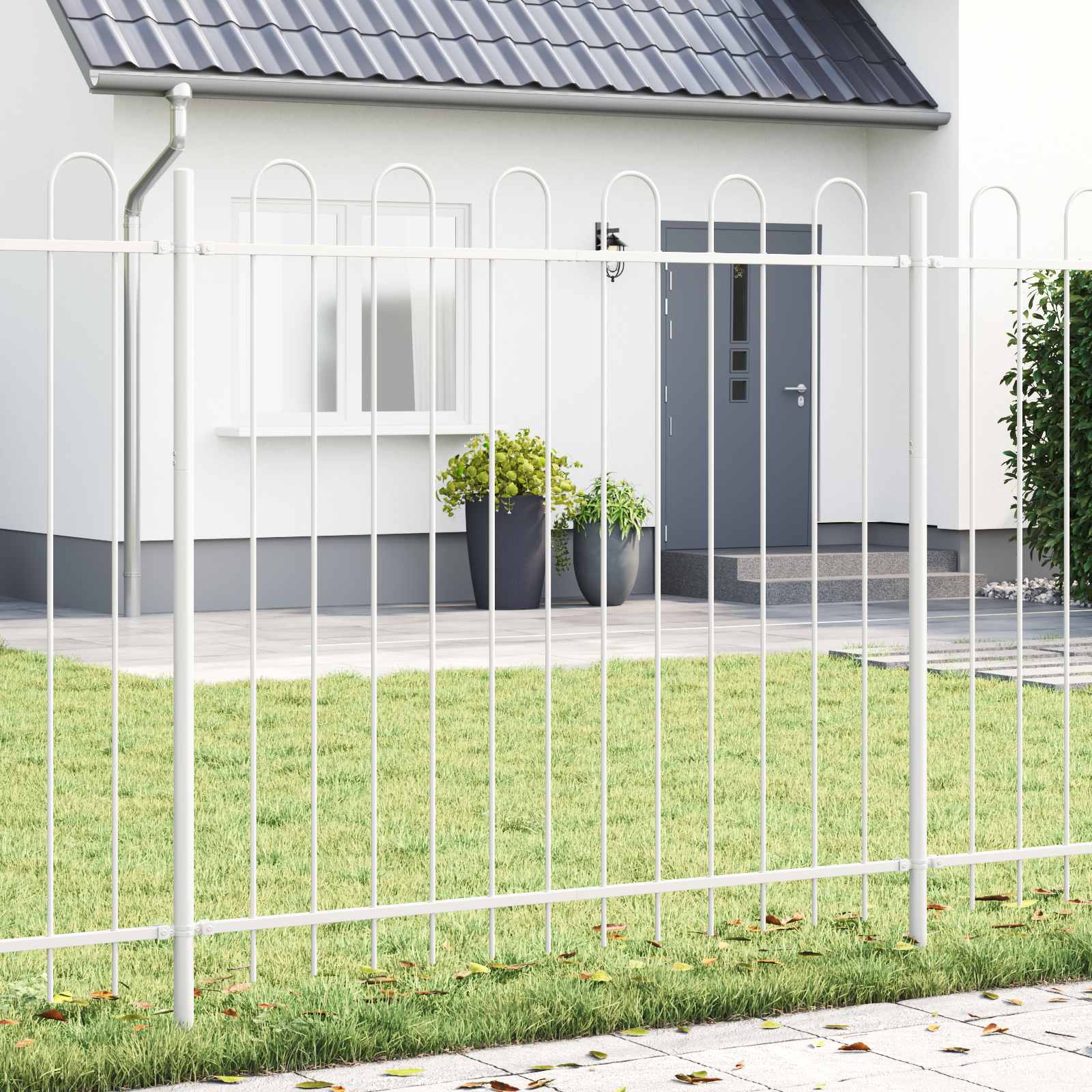 Vrtna Ograda 4 pcs Bijelo 6,8 x 1 m Čelik s prahom