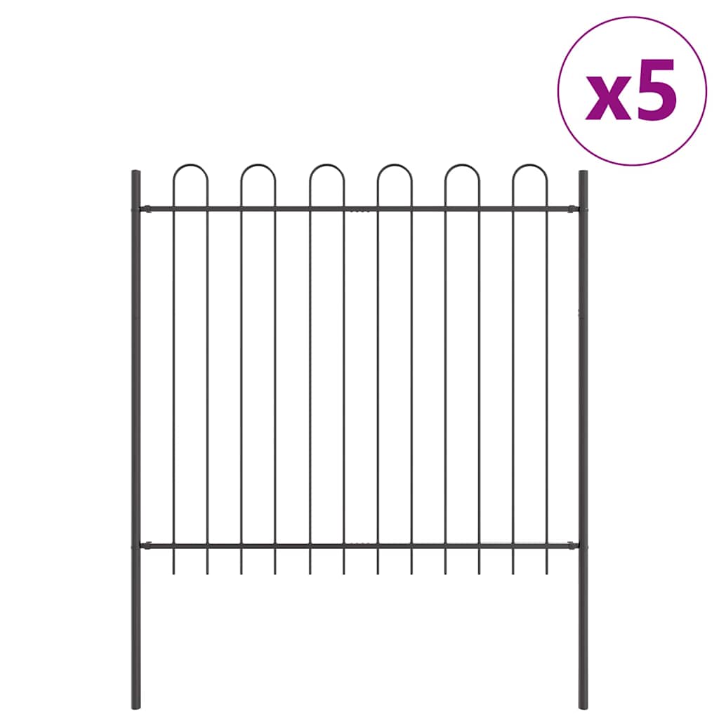 Vrtna Ograda 5 pcs Siva 8,5 x 1,5 m Čelik s prahom