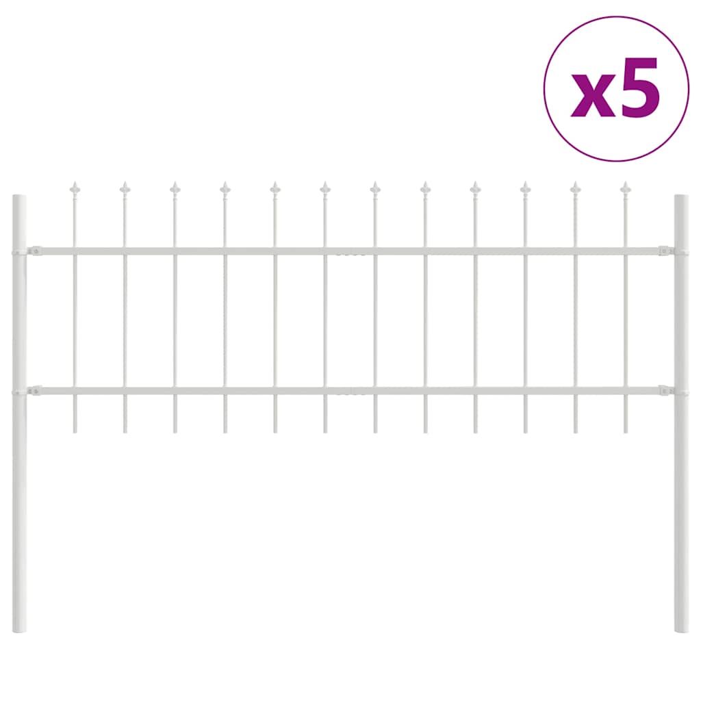 Vrtna Ograda 5 pcs Bijelo 8,5 x 0,6 m Čelik s prahom