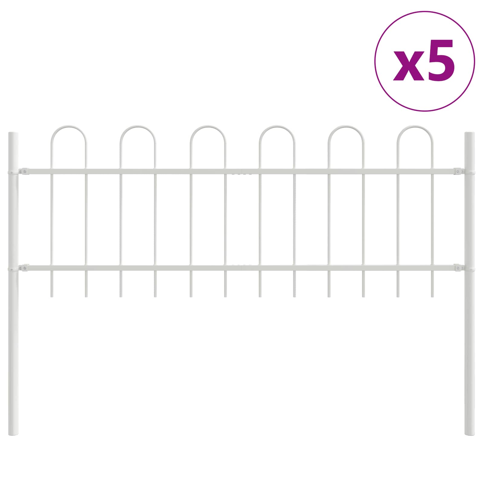 Vrtna Ograda 5 pcs Bijelo 8,5 x 0,6 m Čelik s prahom