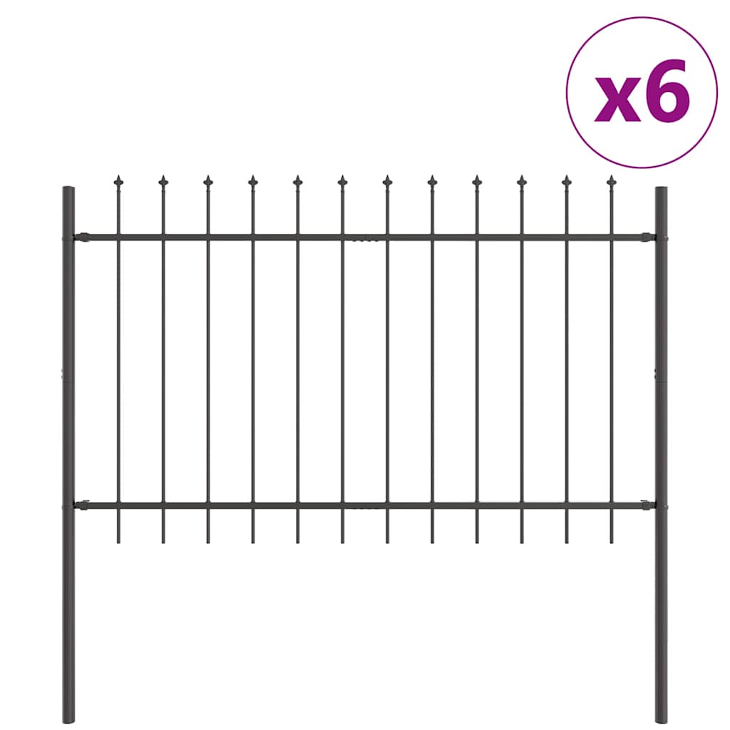 Vrtna Ograda 6 pcs Siva 10,2 x 1 m Čelik s prahom