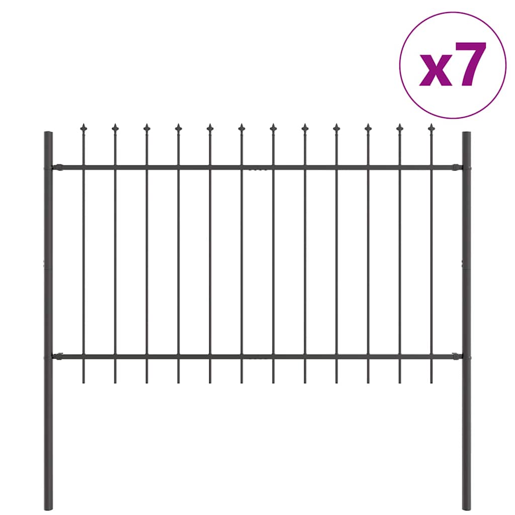 Vrtna Ograda 7 pcs Siva 11,9 x 1,2 m Čelik s prahom