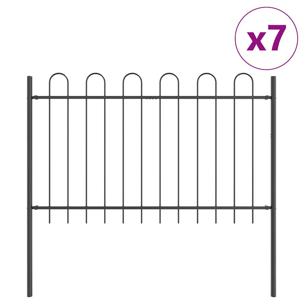 Vrtna Ograda 7 pcs Siva 11,9 x 1,2 m Čelik s prahom