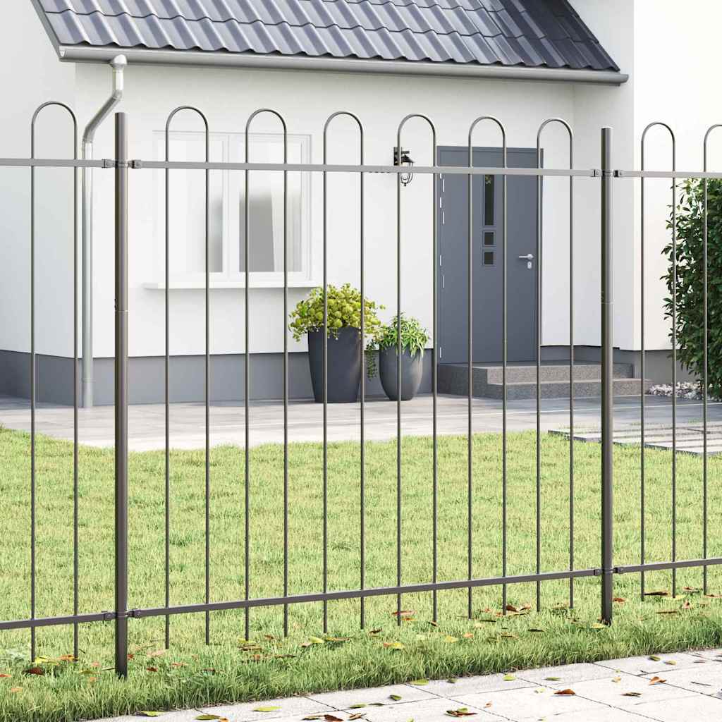 Vrtna Ograda 7 pcs Siva 11,9 x 1,5 m Čelik s prahom